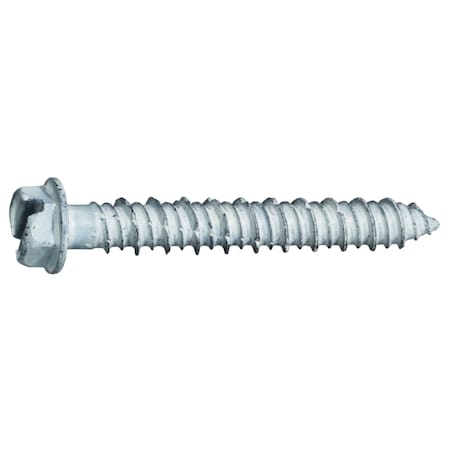 Midwest Fastener Masonry Screw, 1/4" Dia., Hex, 1 3/4 in L, Steel White Ruspert, 100 PK 53726